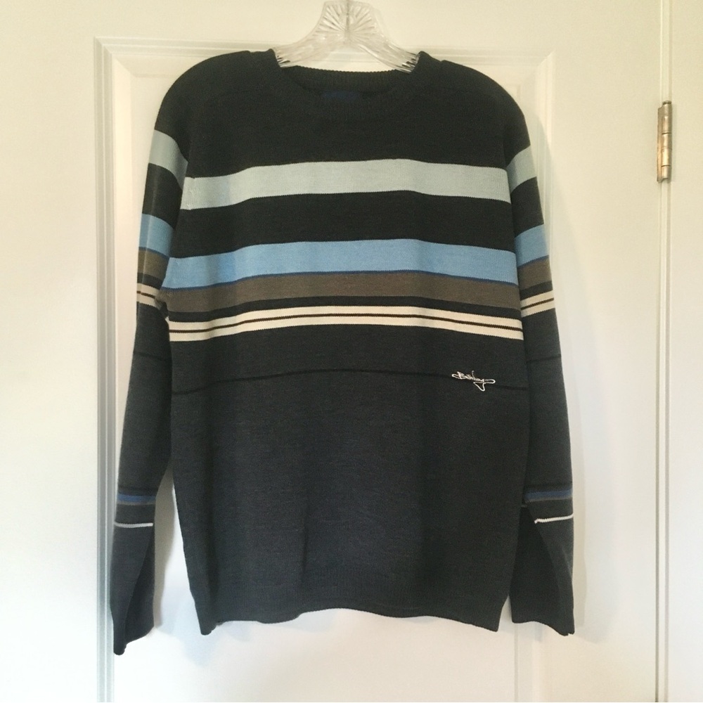 Billabong 90s/Y2k Vintage Mens Gray/Blue Long Sleeve Pullover Sweater  Size L